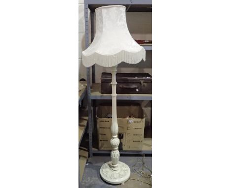 Painted standard lamp with turned stem. Not available for in-house P&PAll electrical items in this lot have been PAT tested f