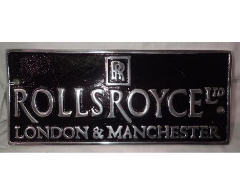 Aluminium Rolls Royce plaque, W: 25 cm. P&amp;P Group 1 (£14+VAT for the first lot and £1+VAT for subsequent lots) 