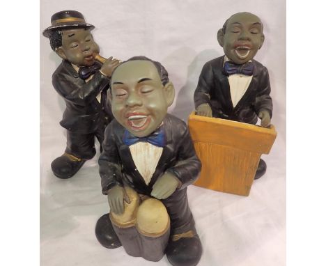 Three piece ceramic jazz band figurines, largest H: 23 cm. P&amp;P Group 2 (£18+VAT for the first lot and £3+VAT for subseque