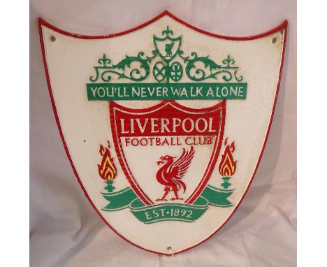 Cast iron Liverpool FC plaque, W: 35 cm. P&amp;P Group 1 (£14+VAT for the first lot and £1+VAT for subsequent lots) 