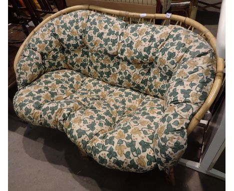 Wicker and cane framed conservatory sofa. Not available for in-house P&amp;P 