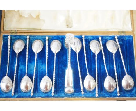 Antique Russian silver teaspoons (MK 1887) Mathias Kilpelainen St Petersburg in plush fitted case Total weight 250g