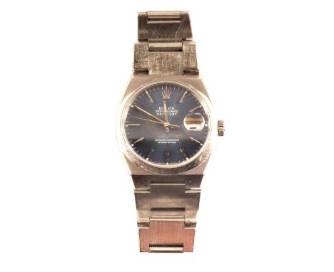 A gents Rolex stainless steel Oyster Quartz DateJust Superlative Chronometer with blue dial, bracelet S/No.17000B, case no.E9