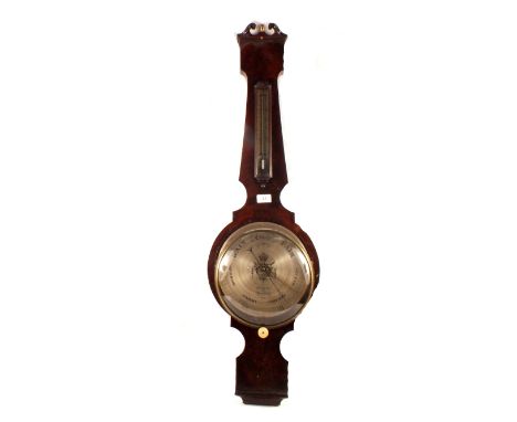 A 19th Century mercury banjo barometer in mahogany case, signed A.Solcha, Kettering