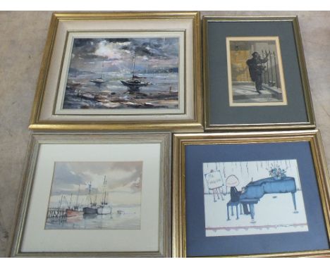 A Victorian Baxter print of a chimney sweep plus other pictures