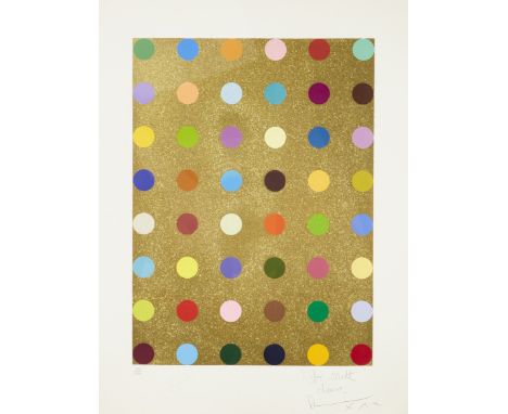 Damien Hirst,  British b.1965-Gold Gift Spot, 2008;screenprint in colours with gold glitter on wove, signed in pencil and ded