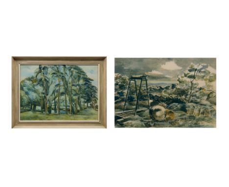 After Paul Nash,  British 1889-1946, The Forest of Dean; The Wood by the Lake;two offset lithographs in colours on wove,  eac