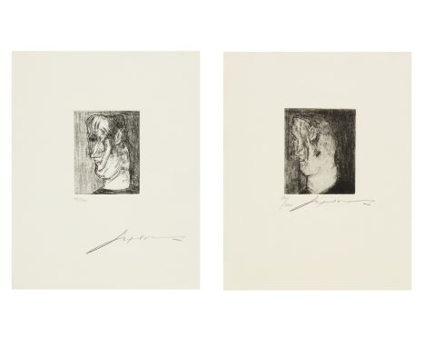 José Luis Cuevas,  Mexican 1931-2017,Two Portrait Heads;two monochrome etchings on wove,  each signed in pencil and numbered 