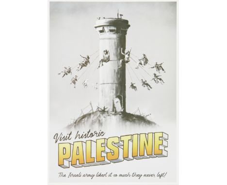 Banksy, British b.1974-Visit Historic Palestine;offset lithograph in colours, stamped on the reverse with the Walled off hote