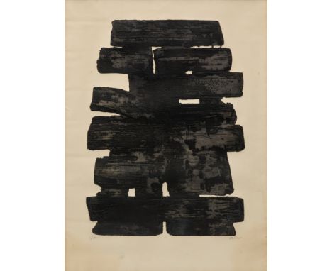 Pierre Soulages, French 1919-2022, Eau-forte No 13 (Rivière XIII), 1957;   etching and aquatint BFK Rives wove paper, signed 