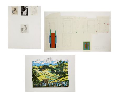Robyn Denny, Sir Peter Blake CBE RDI RA & Alexander Hollweg,  British 1930-2014, b.1932- & 1936-2020,   Untitled; Liberty as 