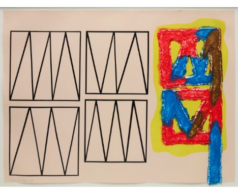 Jonathan Lasker,  American b.1948-   The Power of Weakness, 2000; collage, six-colour etching and linocut on paper, signed, n