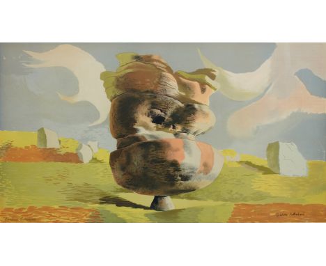 Graham Sutherland OM, British 1903-1980,Brimham Rock, Yorkshire, 1937;lithograph in colours on wove,  a study for the 'You ca