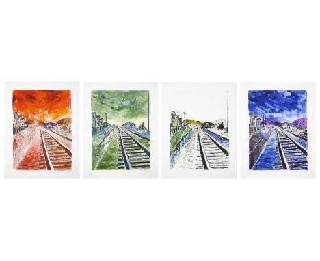 Bob Dylan, American b. 1941-Train Tracks (Portfolio - Set of 4), 2012;each giclée print in colours on 350gsm Hahnemühle Museu