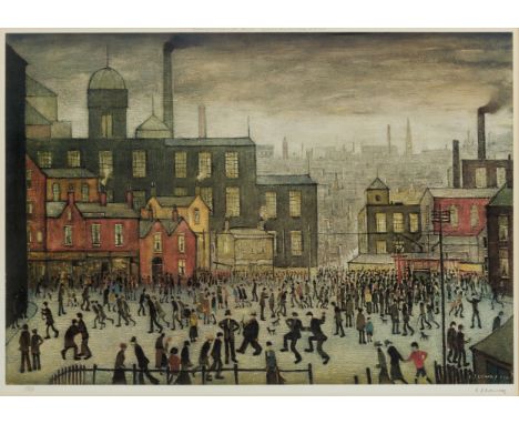 Laurence Stephen Lowry RBA RA,British 1887-1976,&nbsp;Our Town;&nbsp;offset lithograph in colours on wove,&nbsp;signed and nu