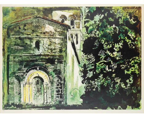 John Piper CH,British 1903-1992,La Chapelle St Robert, Dordogne, 1968; screenprint in colours on wove, signed in yellow and n
