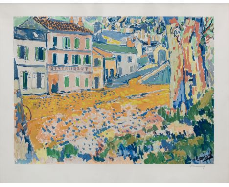 Maurice de Vlaminck,  French 1876-1958,Restaurant de la Machine a Bougival;lithograph in colours on wove, signed in pencil, w