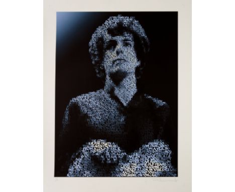 Mike Edwards,  British 21st Century,Syd Barrett;a unique screenprint composed of lyrics from Barrett's songs,  signed in penc