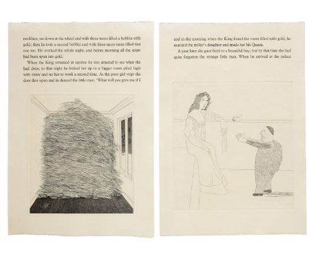 David Hockney OM CH RA,  British b.1937- The Queen and Rumpelstilzchen; The Golden Straw from Rumpelstilzchen, The Brothers G