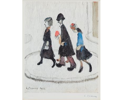 Laurence Stephen Lowry RBA RA, British 1887-1976,   The Family;offset lithograph in colours on wove, after an original painti