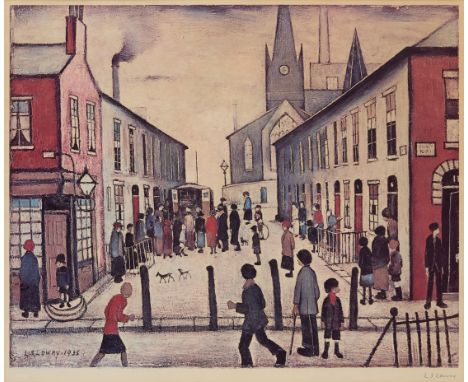 Laurence Stephen Lowry RBA RA, British 1887-1976, The Fever Van, 1972; offset lithograph in colours on wove, signed in pencil