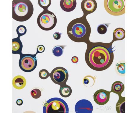 Takashi Murakami,  Japanese b.1962-Jellyfish Eyes- White 3, 2006;offset lithograph in colours on wove,  signed in silver pen 