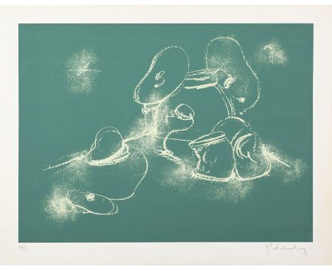 Claes Oldenburg,&nbsp;Swedish/American 1929-2022,&nbsp;Soft Drum Set On Chalk Board, 1972;&nbsp;screenprint in colours on Arj