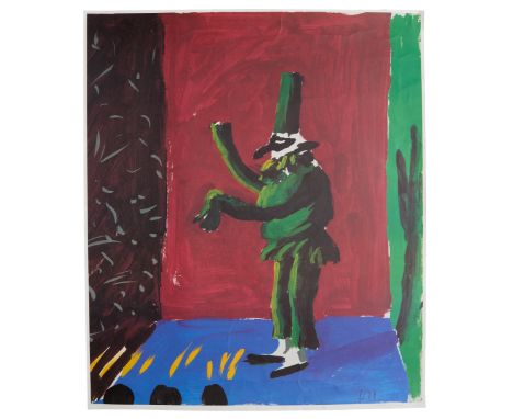 David Hockney OM CH RA, British b. 1937-Pulcinello with Applause, 1981;from the stage design for the Triple Bill of Parade, L