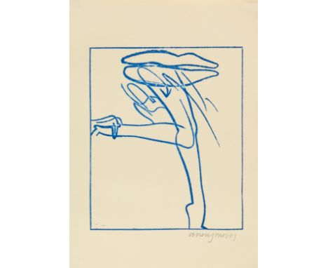 Allen Jones RA, British b.1937- Untitled, from the Stamped Indelibly Portfolio,1967;lithograph in blue on cream BFK Rives wov