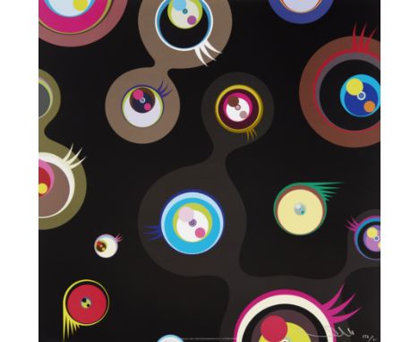 Takashi Murakami,  Japanese b.1962-Jellyfish Eyes- Black 2, 2004;offset lithograph in colours on wove,  signed in silver pen 