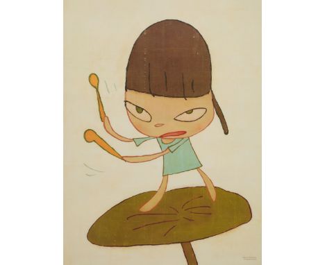 Yoshitomo Nara, Japanese b.1959-Marching on a Butterbur Leaf, 2020;offset lithograph in colours on wove, published by Dallas 