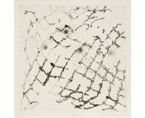Liliane Lijn, American b.1939-Spinning, 1983;drypoint etching on wove,  signed, titled, dated and numbered 18/25 in pencil,  