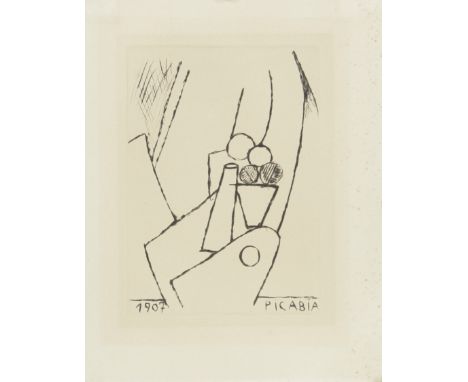 After Francis Picabia,  French 1879-1953,Composition, Du Cubisme, 1947;   drypoint etching on wove,  signed and dated in the 