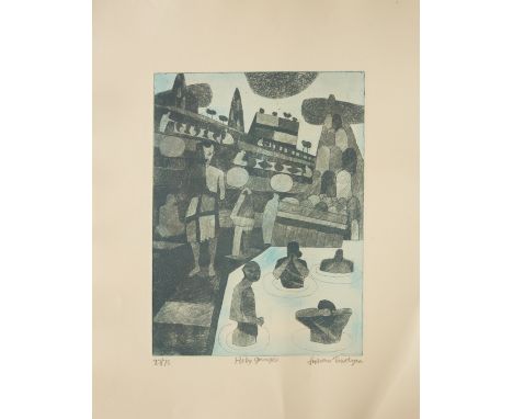 Julian Trevelyan RA,  British 1910-1988, Holy Ganges, 1968;etching with aquatint on wove,  signed in pencil and numbered 27/7