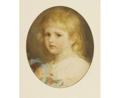 English School, late 19th centuryPORTRAIT OF A YOUNG GIRL, BUST LENGTH, IN A WHITE DRESSSigned with initials 'E.T.' l.l., wat