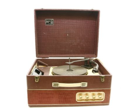 A vintage Hi-fidelity record player, together with a small collection of records and a angle poise lamp