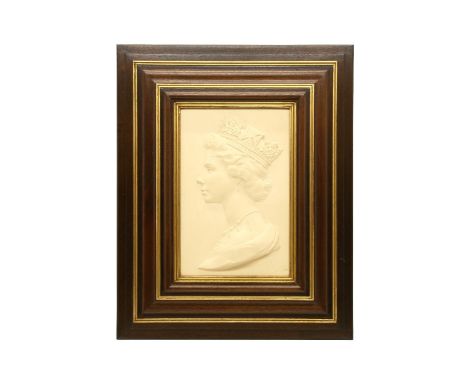 A Royal Worcester portrait plaque of Queen Elizabeth II, designed by Arnold Machin, and A Royal Worcester porcelain plaque, d