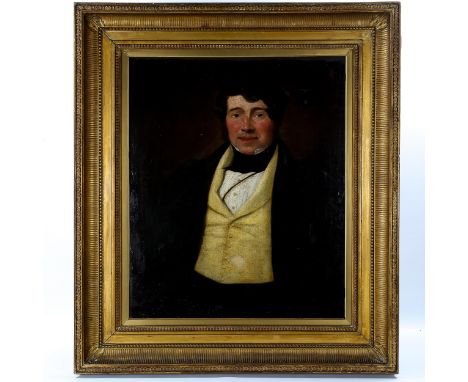19th century oil on canvas, half length portrait of William Bush, unsigned, 75cm x 62cm, original frameCanvas has been re-lin
