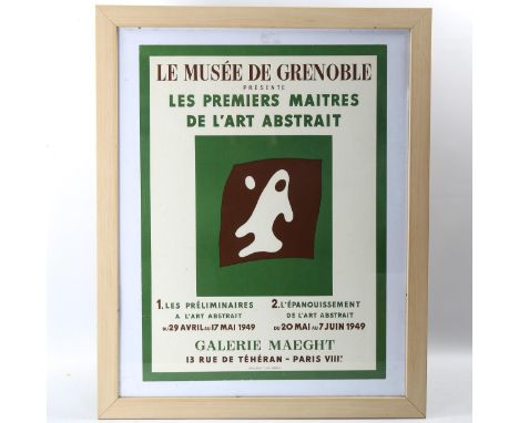 3 Art Exhibition posters for Braque At Tate Gallery 1956, an abstract Exhibition at the Musee De Grenoble 1949, and Andre Mas