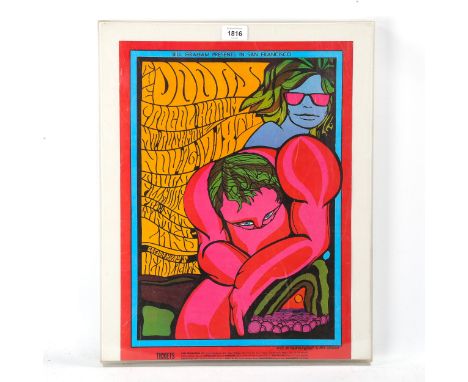 A Vintage Bill Graham San Francisco psychedelic concert poster, 48cm x 35cm, framedGood condition 