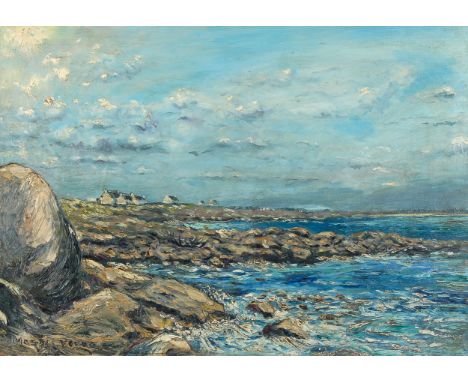 Oil on canvas, seascape, indistinctly signed, 46cm x 65cm, unframedGood condition 