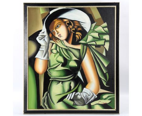 Contemporary oil on board, portrait of a woman, indistinctly signed, 62cm x 52cm, framedVery good condition 