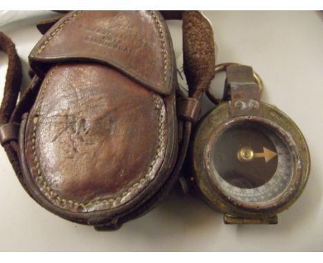 Great War military compass with leather case `Shaw Motor Access Co 1915, Birmingham`
