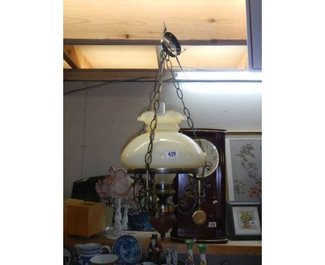 A vintage electric ceiling light in the form of an oil lamp, COLLECT ONLY.