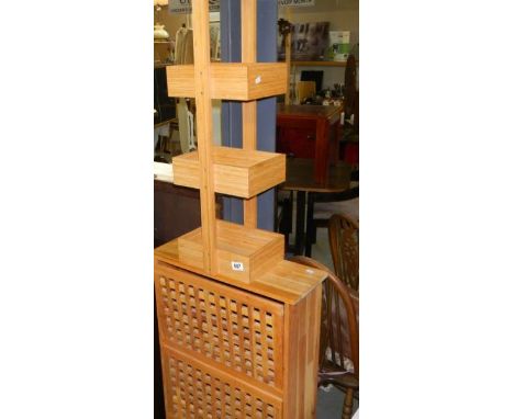 A wooden shoe storage unit and a bathroom shelf unit, COLLECT ONLY.