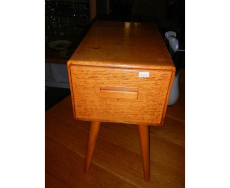 An unusual 1960's single drawer side table on spindle legs, COLLECT ONLY.24cm x 40cm x 48cm tall