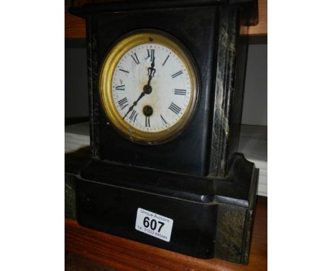 A Victorian black slate mantel clock, COLLECT ONLY.