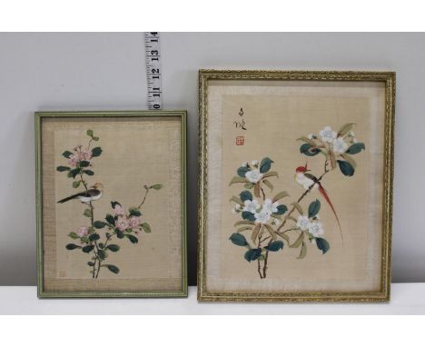 Two vintage quality Oriental silk paintings 
