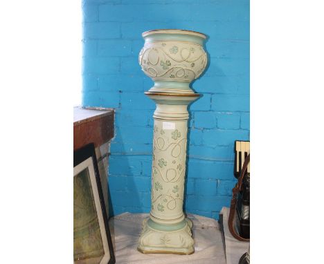 A large ceramic Jardinière stand and vase 'no postage available' 