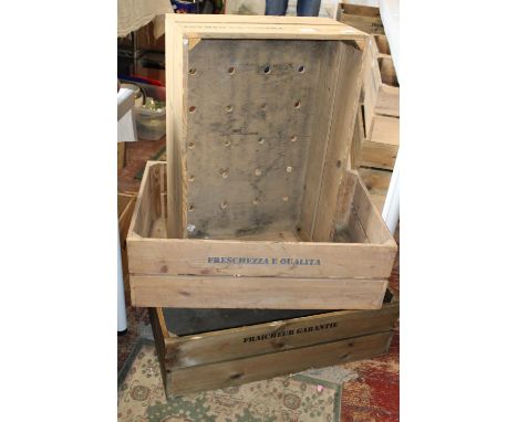 Three vintage wooden fruit crates 